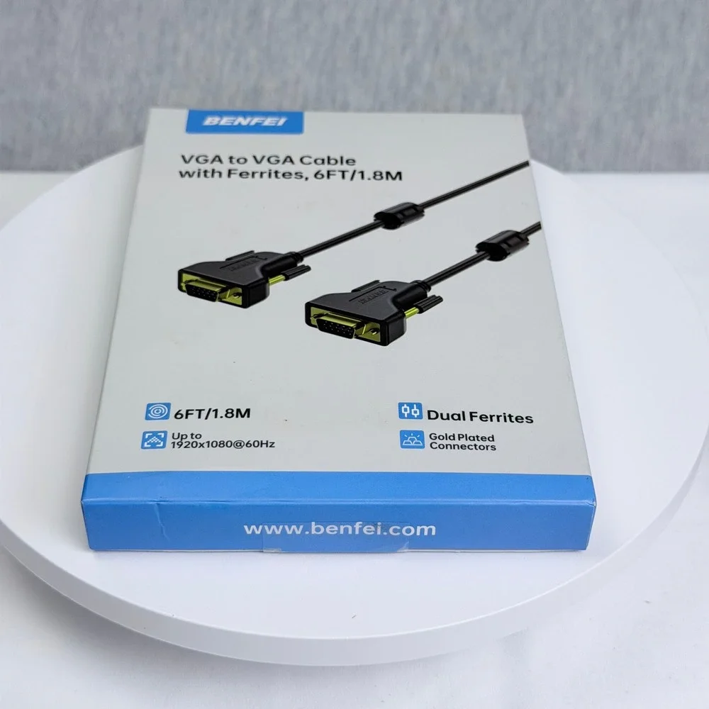 Benfei VGA to VGA Cable 6ft 1.8m Dual Ferrites Gold Plated 1080p 000222black